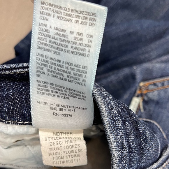 MOTHER High Rise Waisted Looker Flowers From the Storm Wash Skinny Jeans Size 24 - Picture 11 of 16